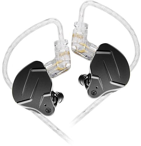 Yinyoo KZ ZSN Prox - Auriculares in-Ear Monitor Armadura equilibrada, tecnología híbrida 1DD 1BA, cómodos con cancelación de Ruido de oído para teléfono Celular Android MP3/4 (sin Mic,Negro)