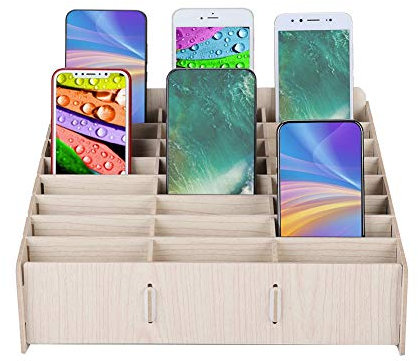 Cuifati Handy-Aufbewahrungsbox, saubere Desktop-Handy-Aufbewahrungsbox, mehrere Zellen Holz-Handy-Management-Aufbewahrungsbox, hölzerne Handyhalter Desktop Organizer-Aufbewahrungsbox