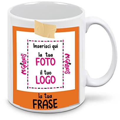 Mr. Gadgets Tazza in Ceramica Personalizzabile con Foto e Scritta Stile Polaroid (Mod.5)
