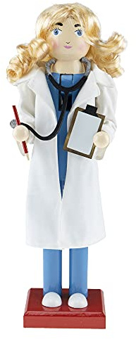 Clever Creations Female Doctor Traditioneller Nussknacker aus Holz, 35,6 cm, festliche Weihnachtsdekoration für Regale und Tische