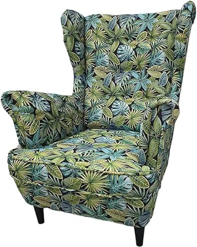 Poltrona tappezzata, poltrona con orecchie, poltrona per il soggiorno, poltrona Relax, TV, poltrona comoda per il salotto, poltrona scandinava, camera da letto, colore: nero, con poggiapiedi