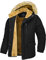 MAGCOMSEN Herren Warme Parka Jacke Gefüttert Winter Daunenjacke Kapuze Camping Jacken Männer Winddicht Warme Outdoorjacke Fleece Funktionsjacke Wandern Jagdjacke Schwarz 3XL