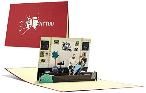 Ausgefallene Tattoo Karte und exklusiver Gutschein für ein Tattoo I 3D Pop-up Karte für Tätowier Fans als Geschenkgutschein, Glückwunschkarte, Geburtstagskarte, C26