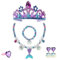 6 Stücke Prinzessin Verkleiden Geschenk, Meerjungfrau Prinzessin Schmuck, Meerjungfrau Kronen Set, Mit Krone, Halskette, Ohrringen, Armband, Ring, Dekoration für kleine feiernde und tanzende Mädchen
