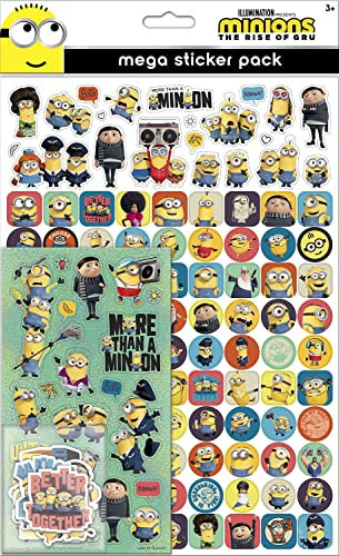 Paper Projects 01.70.22.027 Minions: The Rise of Gru Mega-Pack | Drei Arten von Aufklebern (insgesamt 150) | wiederverwendbar auf nicht-porösen Oberflächen, mehrfarbig, 29,7 cm x 11 cm