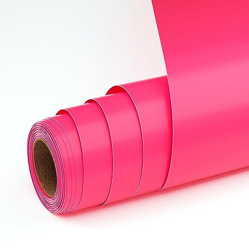 UIOK Vinyle Adhésif 12 x 15FT Permanent Vinyle Mat Rose Film Autocollant Rouleaux de Film en Vinyle pour Traceur Auto-adhésif pour Cricut Cutters et Autres Machines (Rose)