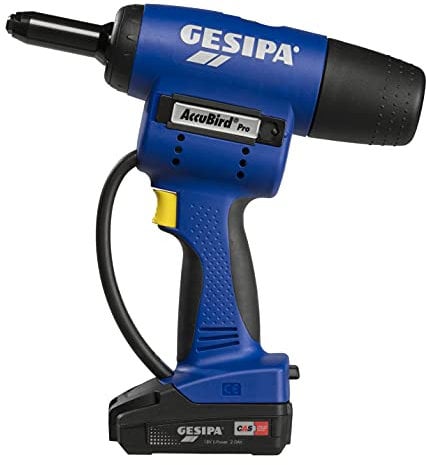 GESIPA Akku Blindnietgerät AccuBird Pro (Setzkraft 13000 N, Gerätehub 25 mm 18V, Blindniete ab Ø 2,4 mm Alu bis Ø 6 mm aller Werkstoffe, ohne Akku) 1679659