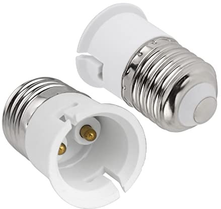 E27 to B22 Socket Converter, Screw to Bayonet Bulb Socket Adapter, ES to BC Lamp Base Adapter, Max Wattage 60W, Voltage 0-250V, for LED, Incandescent, CFL Bulbs, 2 Pack