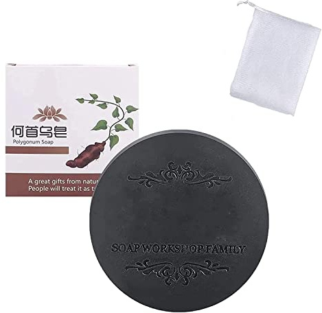 Black & Thick Hair Fallopia Multiflora Shampoo Bar,He Shou Wu Shampoo Soap,Hair Darkening Shampoo Bar,Blackening Shampoo,Organic Grey Reverse Shampoo Bar,Promotes Hair Growth,Prevents Hair Loss (1PC)