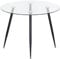 MOG CASA Mesa de Comedor Fija Redonda Corin | 100 x 100 x 75 cm | Ideal para Cocina o Salón | Ideal para 3 a 4 Personas | Tablero de Cristal Transparente | Patas de Metal en Negro