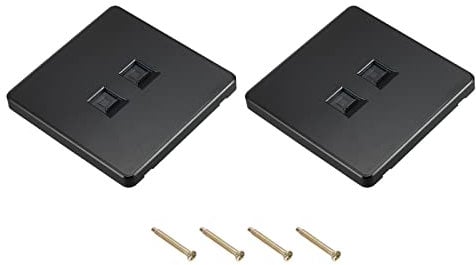 PATIKIL Ethernet Socket Dual Port RJ45 CAT6 Wall Plate Black for Ethernet Cable Networking Socket Box Pack of 2