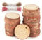 Homewit Holzscheiben 60 Stücke Holz Log Scheiben 4-5 cm Unbehandeltes Holz-Set mit Loch Runde Naturholz Baumscheiben Ca.5mm Dicke für DIY Basteln Hochzeit Weihnachten Dekoration Baumscheibe