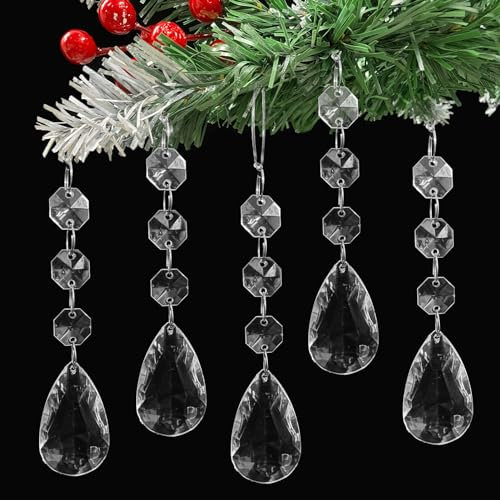 Neu Christbaumschmuck Eiszapfen Deko 18 Stück Weihnachtsbaum Kristall Anhänger Christbaumschmuck Zapfen 12CM Acryl Kristall Weihnachten Ornamente