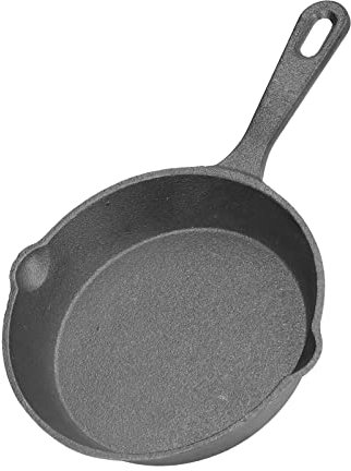 Sonew 14CM Mini Cast Iron Non Stick Frying Pan, Portable Flat Bottomed Pancake Pan for Household Kitchen