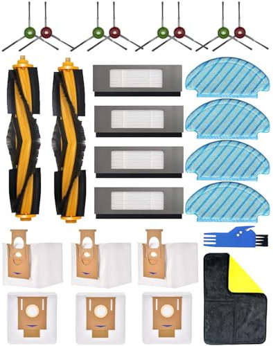 26 Stück Zubehör für Ecovacs DEEBOT N10+/N10 Plus,OZMO N8+/N8 Plus/N8 Pro+ Ersatzzubehör,T8+/T8 Plus/T8 AIVI+/T9+ Ersatzset:2 Hauptbürste,8 Seitenbürsten,4 HEPA-Filter,4 Wischtücher,6 Staubbeutel