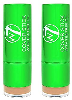 W7 Tea Tree Concealer Stick - Creamy, Skin Soothing Formula For Blemishes & Redness - Long-Lasting Concealer Makeup (Light/Medium) - 2 Pack