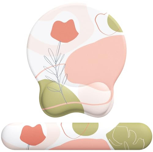 Giecy Tapis de Souris Support de Repose-Poignet, Tapis Souris Ergonomique en Gel, Tapis de Souris Frais pour Gamer, Repose Poignet Souris avec Base en PU antidérapant (Rose Kit)