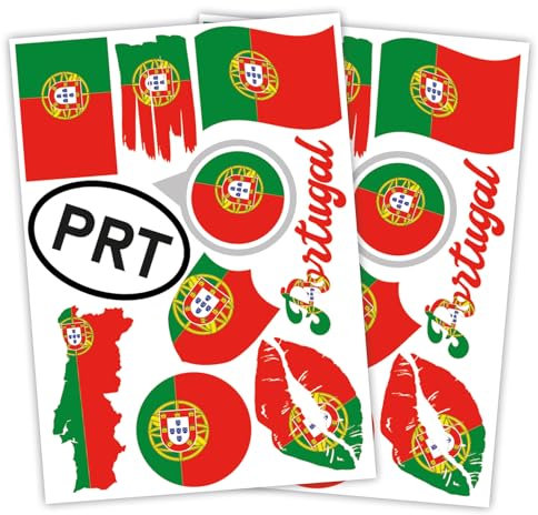 Finest Folia 2er Set DIN A4 Länderaufkleber Fahne Aufkleber Länderfahne Flagge für Auto Motorrad Sticker Länderflagge selbstklebend wetterfest R217 (46 Portugal)
