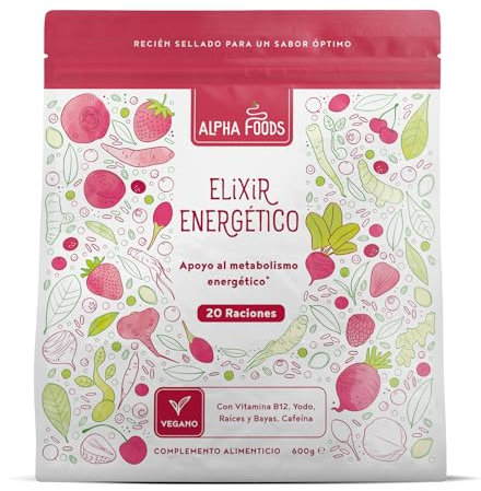 Elixir Energetico | 600 g | Superfood Frullato in Polvere | Smoothie Powder con Radici e Bacche: Maca, Curcuma, Guaranà, Yerba Mate, Lamponi, Açai, Goji | Alpha Foods