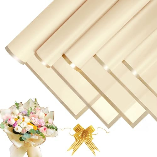 20 Blatt Blumenstrauß Geschenkpapier - Wasserdicht Wrapping Paper, Blumen Papier mit Band, Blumenpapier für Geschenkverpackungen, Blumen, Kunst und Handwerk (Gelb, 58x58cm)