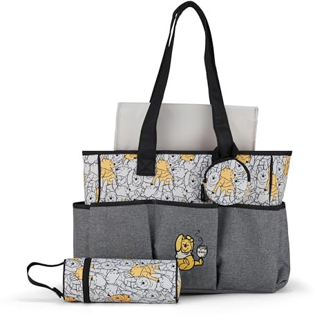 Disney Multifunktionale Baby-Wickeltasche mit Wickelunterlage, Winnie Puuh Hunny, Large, Multifunktionale Baby-Wickeltasche mit Wickelunterlage