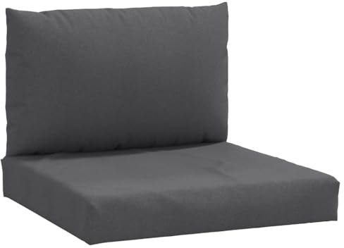 vidaXL Palettenkissen 2-TLG., Palettenauflage für Europaletten, Palettenpolster Palettensofa Outdoor Indoor, Sitzkissen Rückenkissen, Melange Anthrazit Stoff