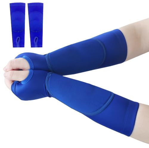 DONGKER Manicotti Pallavolo,1 Paio Manicotti Braccia, Manicotto Avambraccio con Foro Pollice per Donna Uomo Allenamento Pallavolo Corsa Sportiva