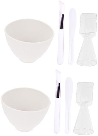 WOONEKY 2ensembles Set De Silicone Pour De Masques Kit Outils Pour Soins Peau Bol Spatule Pinceau Et Cuillère