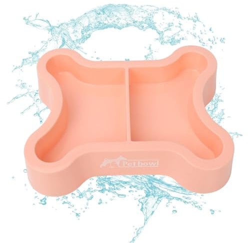 Dog Bowls - Bone Shaped Pets Large Double Dish - Adorable Easy Cleaning Anti Skidding Thickened Dog Food Dis For Water And Food Puppy Medium Dogs Cats