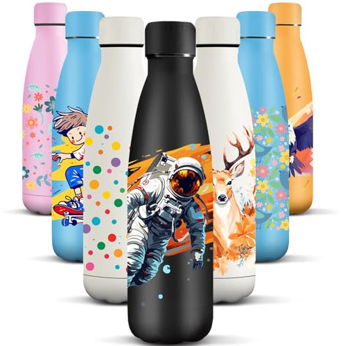 HoneyHolly Gourde Isotherme, 500 ml sans BPA, Bouteille Isotherme, 24h Froid & 12h Chaud, Bouteille d'eau, Étanche, Gourde Thermos, Acier Inoxydable 18/8, Gourde Inox pour Sport, Camping, École