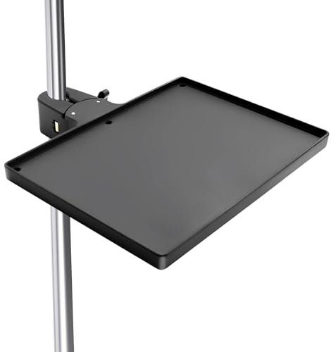 Biqiure Microphone Stand Tray,Universal Sound Card Tray Adjustable Mic Stand Tray Clamp On Stand Music Stand Tray for Music Sheet, Live Streaming, Karaoke, Recording (8.8 x 6.5)