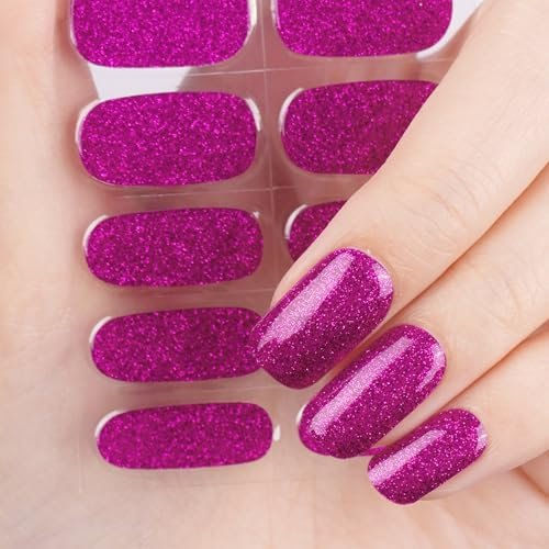 DANNI & TONI Halb ausgehärtete Gel Nagelfolien (Royal Sparkle) lila Glitzer Glänzend Nagelset uv Gel Nagelfolie Nageldesign Nagelfolie Selbstklebend Wraps 28 Aufkleber