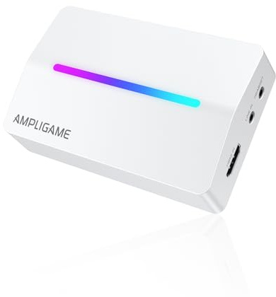 Fifine AmpliGame Gaming Capture Card USB 4K HDMI, 1080P Audio Video Scheda di acquisizione per OBS Streaming con RGB, HDMI in/Out Compatibile per Switch/XBOX/PS5/Computer-V3 Bianco