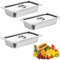 Bocguy Panierschalen Set 3-teilig, GN 1/3 Behälter, Panierstrasse, Gastronormbehälter Edelstahl mit Deckel, Geschirrspüler Gefrierschrank für Käse, Fleisch, Silber, 32,5 x 17,5 x 6,5cm