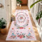 Rosa Blume Teppich Läufer Flur Rutschfest 80X200cm, Boho Weich Langer Läufer, Waschbar Kurzflor Küchenläufer Rutschfest, Teppichläufer Flur Flurteppich Flurläufer für Küche Schlafzimmer Wohnzimmer