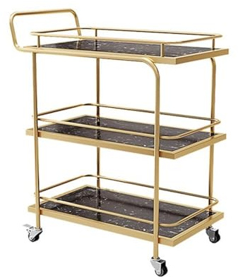 Rollender Küchenwagen mit Rollen, Hochwertiger transportwagen, Hotel reinigungswagen, für Restaurants und Veranstaltungen(Black)