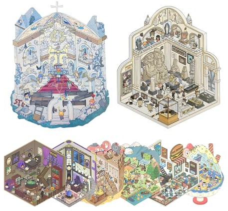 YYMT 8 Stück DIY 3D Szenen Sticker, Scrapbooking Sticker, 3D Szenen Stickers für Erwachsene. Themen wie Magie, Ägypten, Eis und Schnee, Unterwasserschätze und Alltag