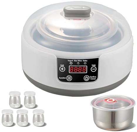 Yogurtera Automática 1.2L, Yogurtera Probiótica, Máquina para Hacer Yogur con Control de Temperatura y Tiempo Ajustable, con Tres Modos, con Pantalla LCD, Recipiente Interior de Acero Inoxidable