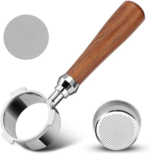 Portafiltro sin fondo de 51 mm con 3 orejas, portafiltro compatible con cafetera DeLonghi Dedica EC680/EC685/EC785/EC820/EC850/EC860, con cesta de filtro y colador extra