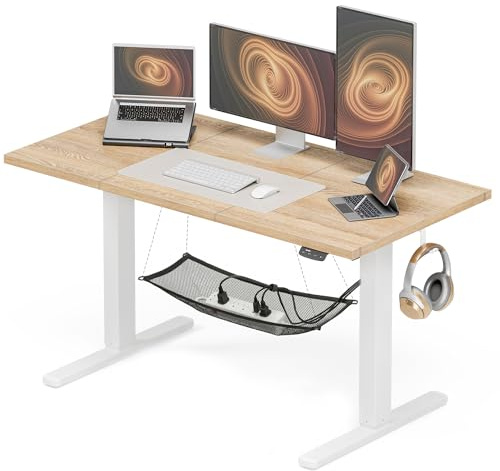 Acrolix Höhenverstellbarer Schreibtisch 120x60 cm,Stabiler Computertisch mit Kabelmanagement, Elektrischer Schreibtisch mit Memory Funktion, 80kg Tragkraft, Bürotisch, Helles Rustikales Braun
