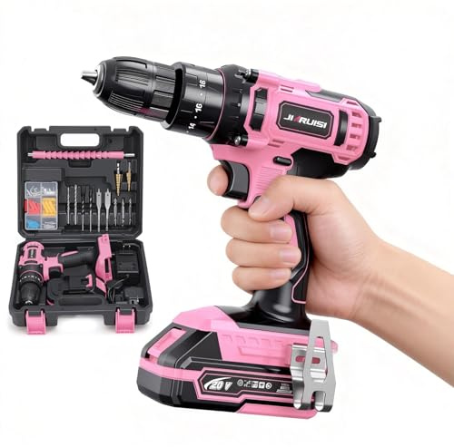 20V Cordless Drill Set, Electric Drill with 40Nm Torque and 2-Speed Control | 40Nm Torque, 2 Speed Variable Speed, 3/8 Keyless Metal Chuck, Battery & Carry Case Included, Tighten the Screws, Drill Holes