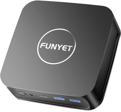 FUNYET Mini PC Laptop Portable, Win 11 Pro, 16 Go de RAM DDR4, SSD de 1 To, processeur N95 (jusqu'à 3,4 GHz), HDMI + DisplayPort/RJ45 x2/WiFi/Bluetooth 5.0/USB 3.2, compatible avec les écrans 4K, noir