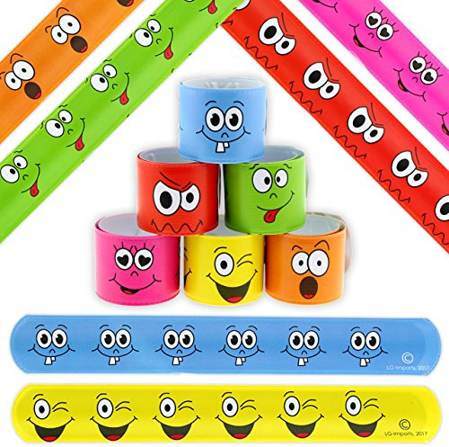 6x Klatscharmband Smiley Gesichter Schnapparmband Mitgebsel Kindergeburtstag