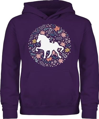Shirtracer - Kinder Hoodie Jungen Mädchen - Pferde - Pferd mit Blumen