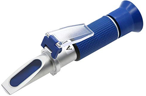 AMTAST Salzgehalt Refraktometer für Aquarium Fische, Salzwasser-Tests, Dual-Skala Salzgehalt Tester PPT & Spezifisches Gewicht Saline Meerwasser Refraktometer Hydrometer mit ATC, aus Kupfer Gemacht