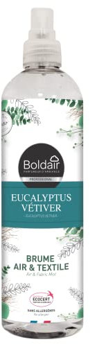BOLDAIR - BRUME AIR & TEXILE - Parfum 100% naturel - Sans allergènes - Ecocert - Non testés sur les animaux - Parfum Eucalyptus vétiver - 400 ml - Fabrication française