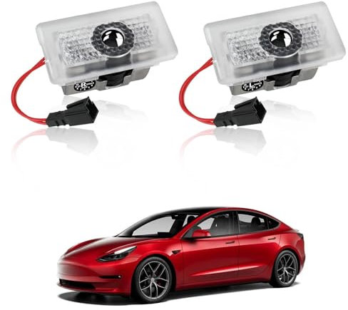 Farmogo Car Door LED Logo Projector Puddle Lights Ultra-Bright Welcome Light 3D Laser Ghost Shadow Light Compatible with Tesla Model 3, Model Y Accessories (2 Pack)