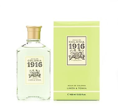 1916 - Limón & Tonka 400 ml, Agua de Colonia Hombre y Mujer, Perfume Unisex, Eau de Toilette Masculina y Femenina, Fragancia Fresca, Cítrica y Delicada, Aroma de Larga Duración