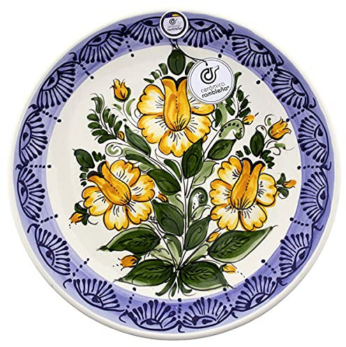 CERÁMICA RAMBLEÑA | Plato Decorativo para Colgar en Pared | Plato de cerámica | Plato de Pared | Plato Pared Modelo D31 | 100% Decorado a Mano | 35x35x5 cm