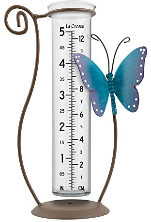 La Crosse 704-71077-INT Pluviomètre en verre Bleu Capacité 12,7 cm